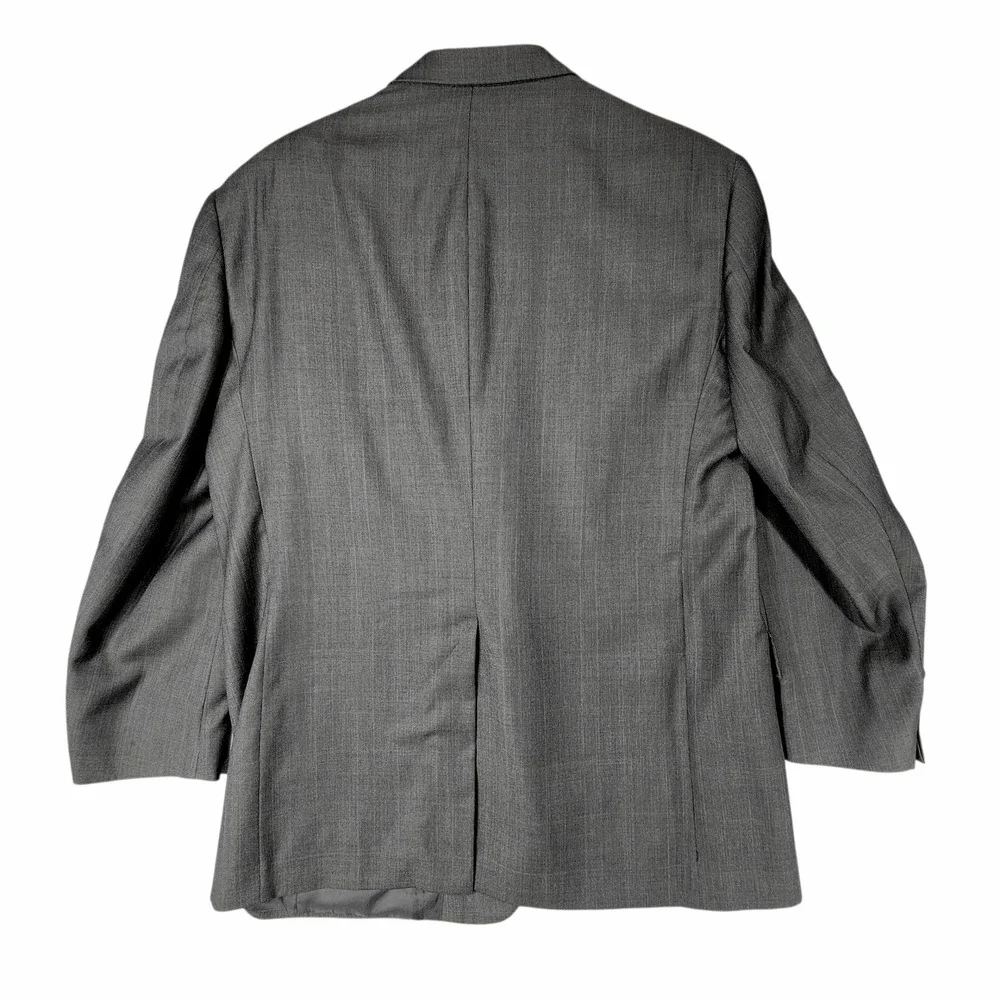 Vtg Hart Schaffner Marx 2 pc Suit 43R 44R Men Gray Gold Trumpeter Wool USA 38x28